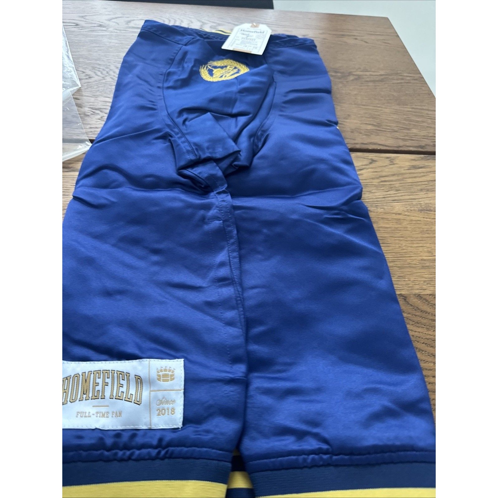 Modelo Cerveza Bomber Pullover Jacket Size L Navy Blue Gold Nwt Homefield Campus — image 4 of 8